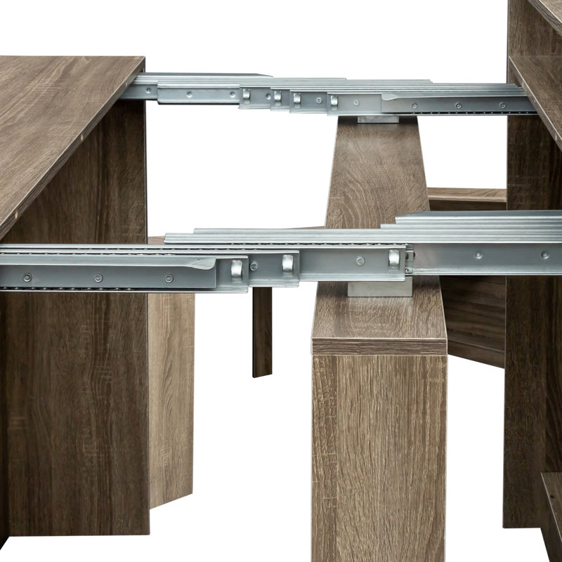 Modern Extendable Dining Table with Storage, Barnwood