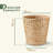 2-Pack Natural Wicker Trash Cans - Rattan Waste Baskets With Metal Frame