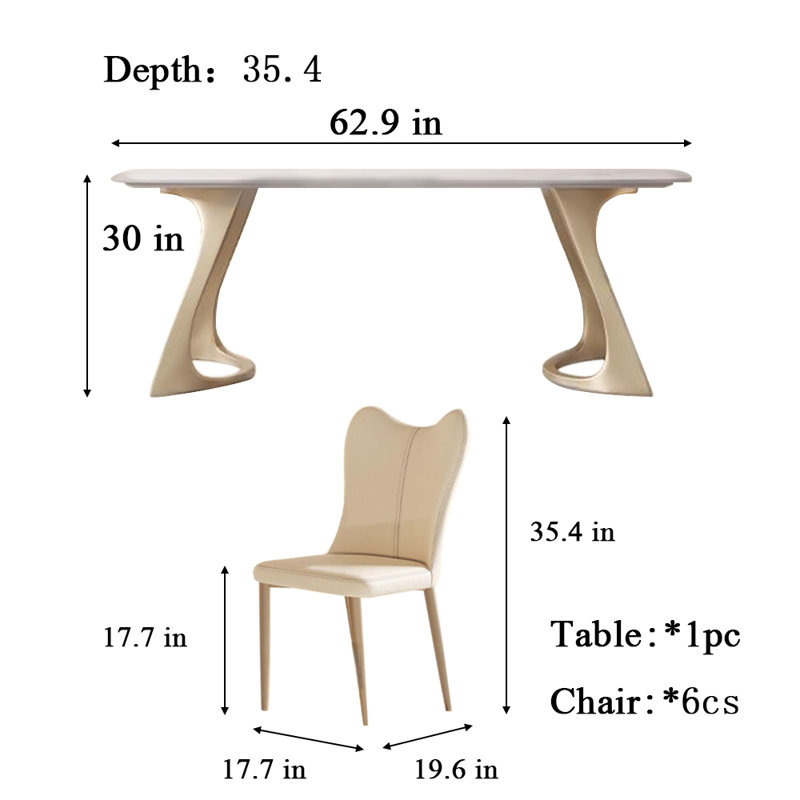 Ensemble de salle à manger Tamirlan, H 30 po x L 62,9 po x l 35,4 po