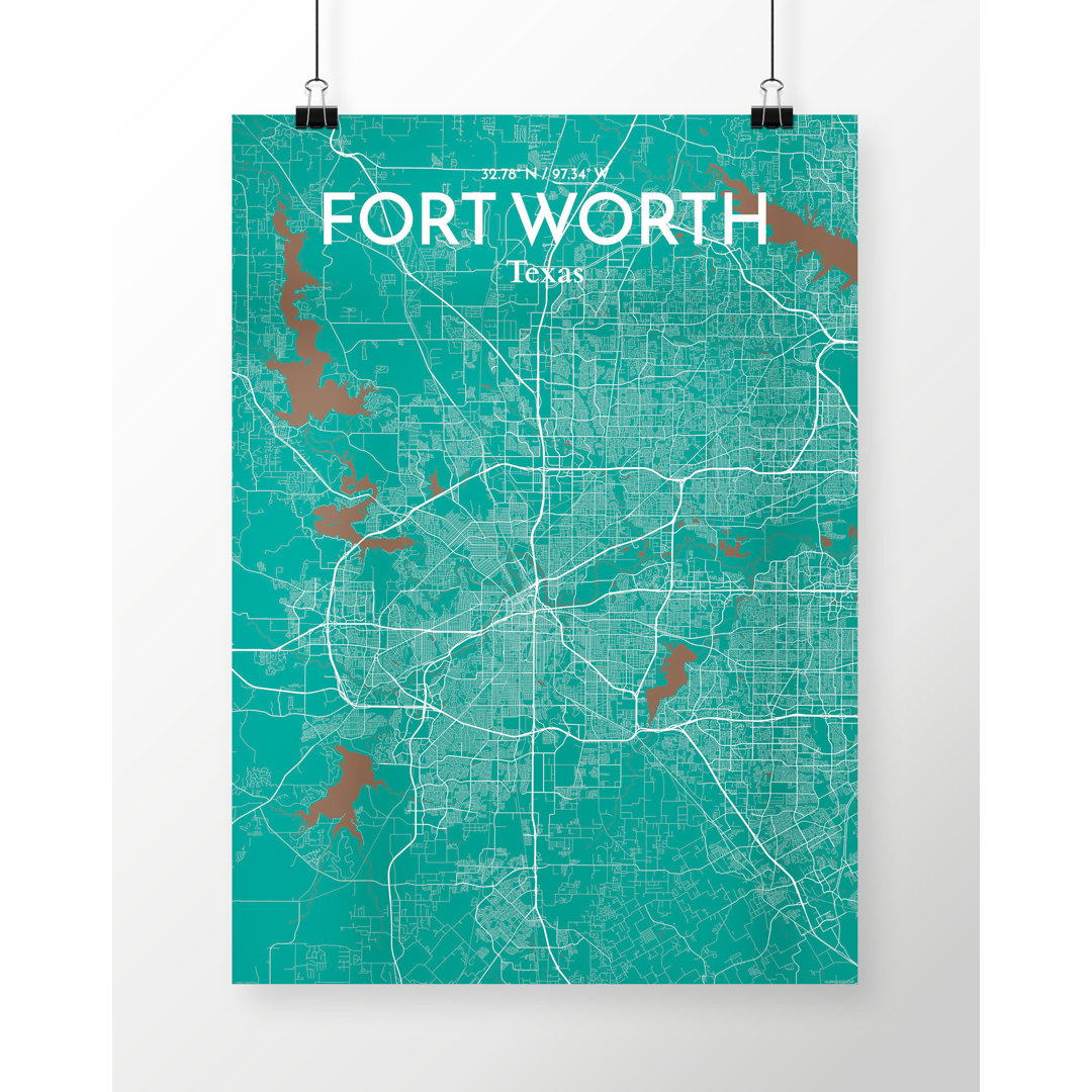 Fort Worth City Map - No Frame Print