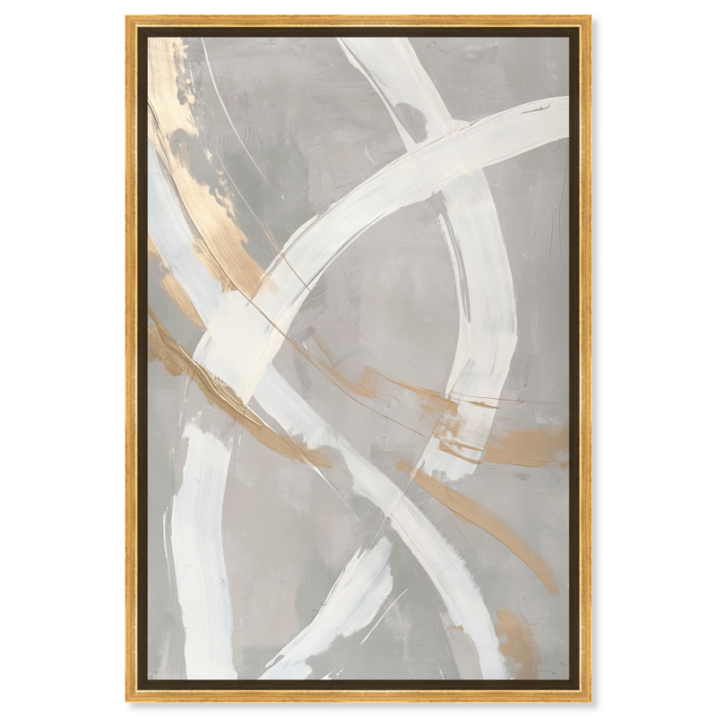 Silvered Spirals Canvas Elegant Gold Abstract by Art Remedy, 55" H x 37" W, Gold Framed