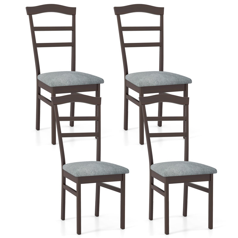 Chaises de salle à manger modernes Gymax avec dossier en bois d'hévéa, 4