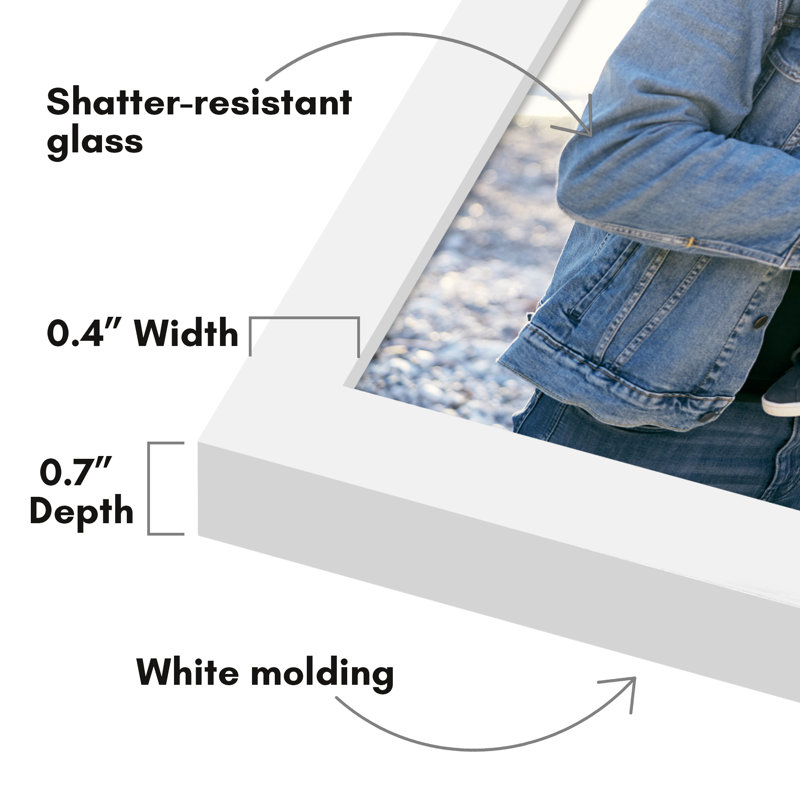 Americanflat Picture Frame - Thin Border Poster Frame with Plexiglass for Wall Display, White, 11" x 14"