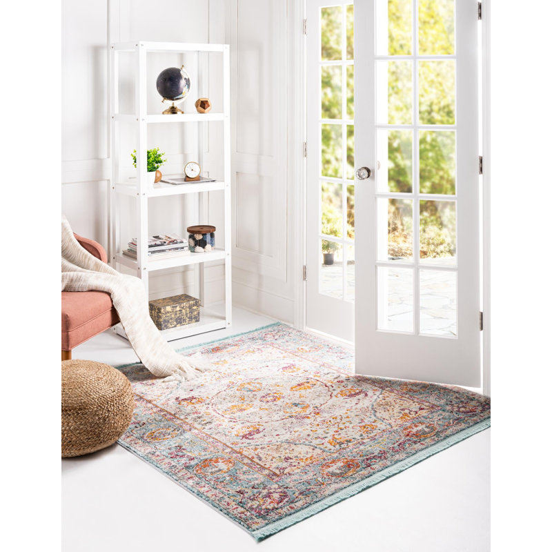 Tapis contemporain Mulvihill couleur sable et mer, Carré 8 pi 2 po