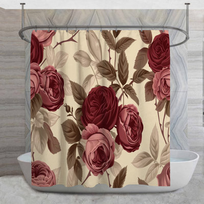 Red Roses Shower Curtain -  Botanical Bathroom Decor