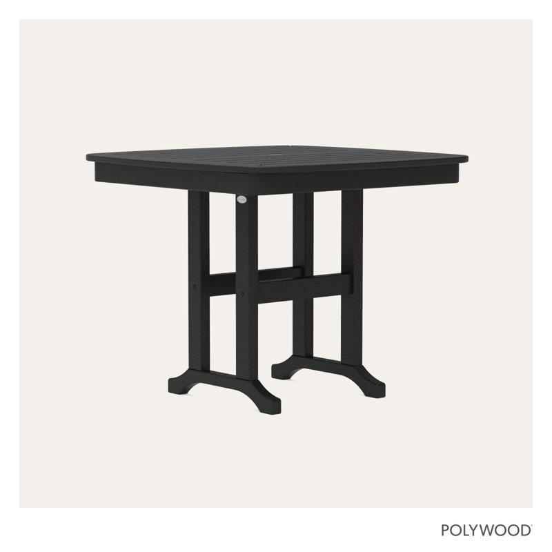 POLYWOOD Nautical Dining Table, 29" H x 36.75" L x 36.75" W, Black