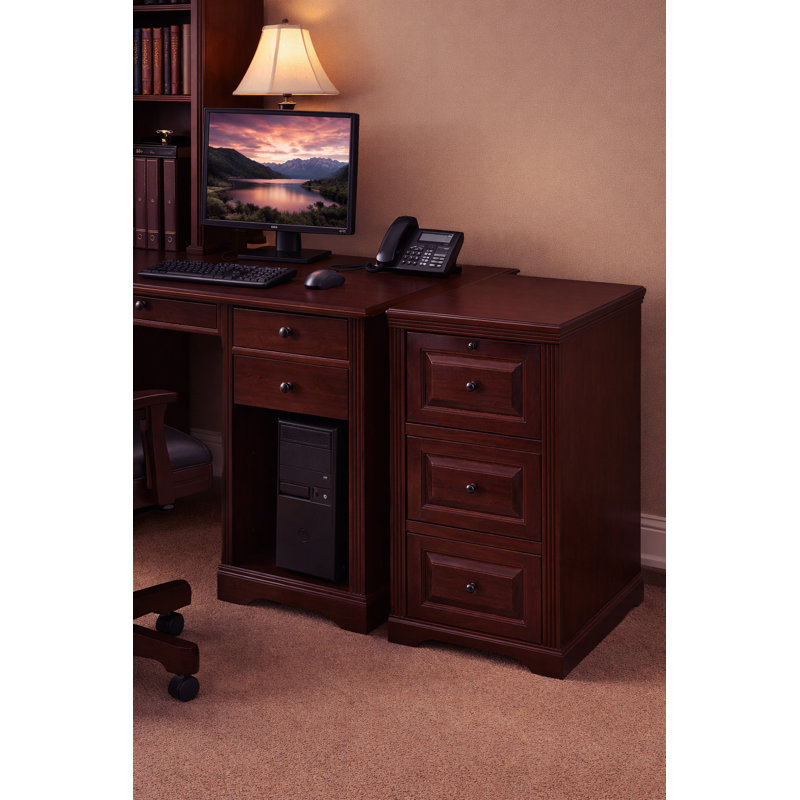 Alder 3 - Drawer Solid Wood File Cabinet, Classic Bourbon