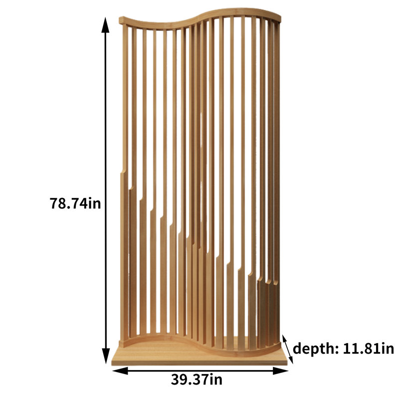 Paravent incurvé en bambou Nan, H 78,74 po x l 39,37 po x P 11,81 po