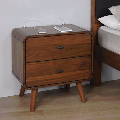 Dark Walnut 2-Drawer Nightstand