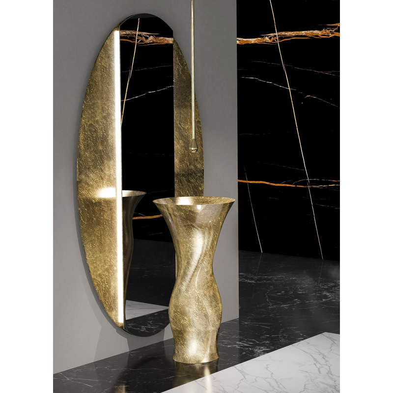 Delfo 17.7'' L Bathroom Sink, Gold Leaf