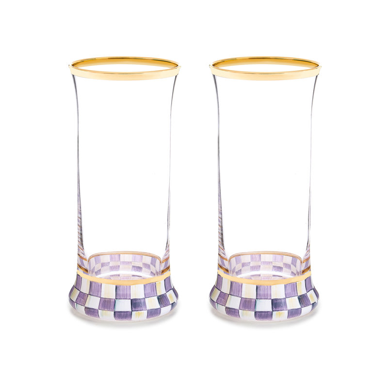 Violet Check Highball Glass