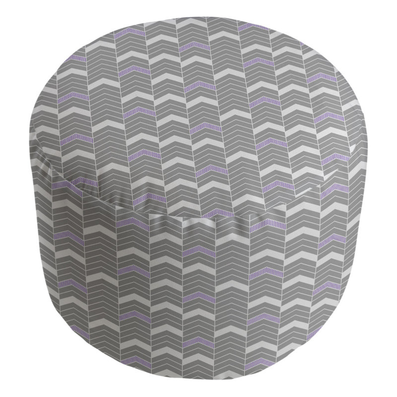 Upholstered Pouf, Purple Accent