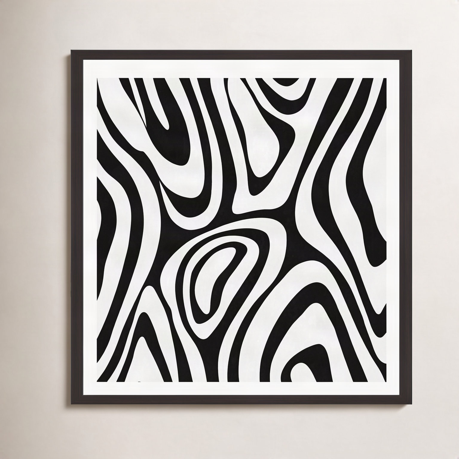 Eudelia "Black White Minimal" Print, No, 12" H x 12" W x 0.75" D, Espresso Floater Framed