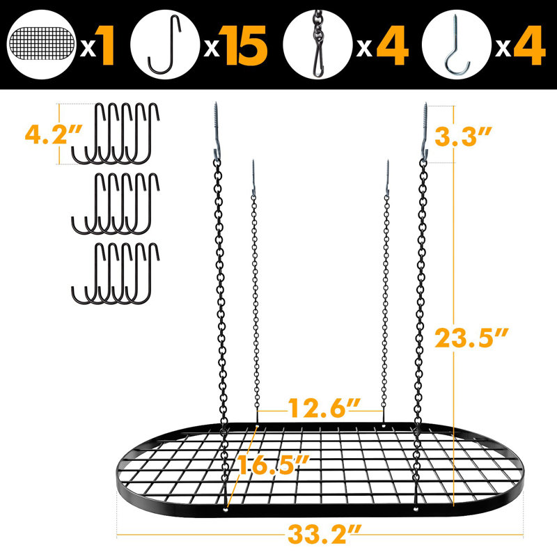 Metal Oval Hanging Pot Rack