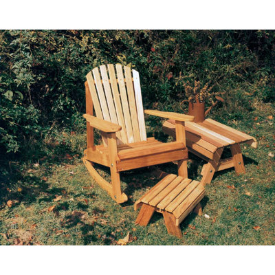 Wood Outdoor Adirondack Chair With Ottoman