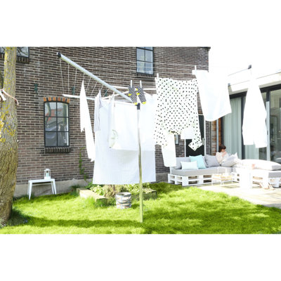 Corde à linge d'extérieur (200 pi) avec piquet de terre en métal Brabantia