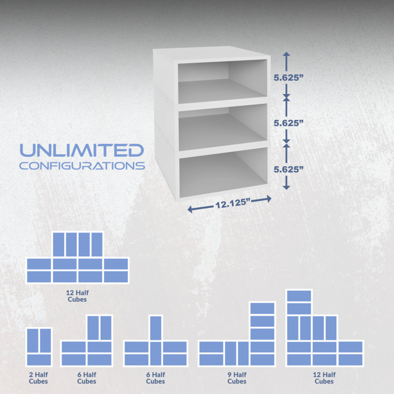 Niche Cubo Wood Stackable Storage Bookcase Shelf Organizer Cube, (3 Shelves) 19.5" H x 13" W x 13" D, White