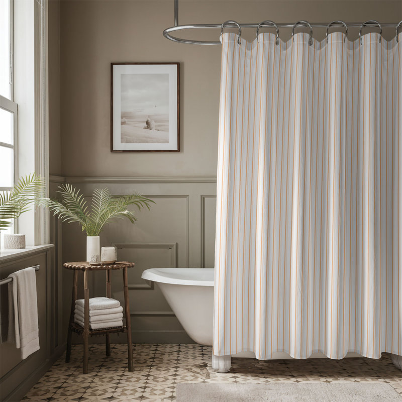 Rideau de douche Sienna Lattice - Premium, H 74 po x l 71 po, Orange/White