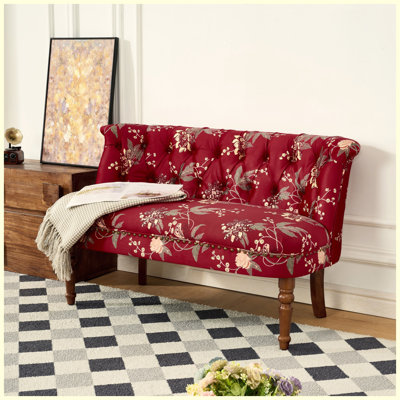 Canapé simple de style européen, fauteuil d'appoint et tabouret pour salon, chambre à coucher et balcon - Rouge vin