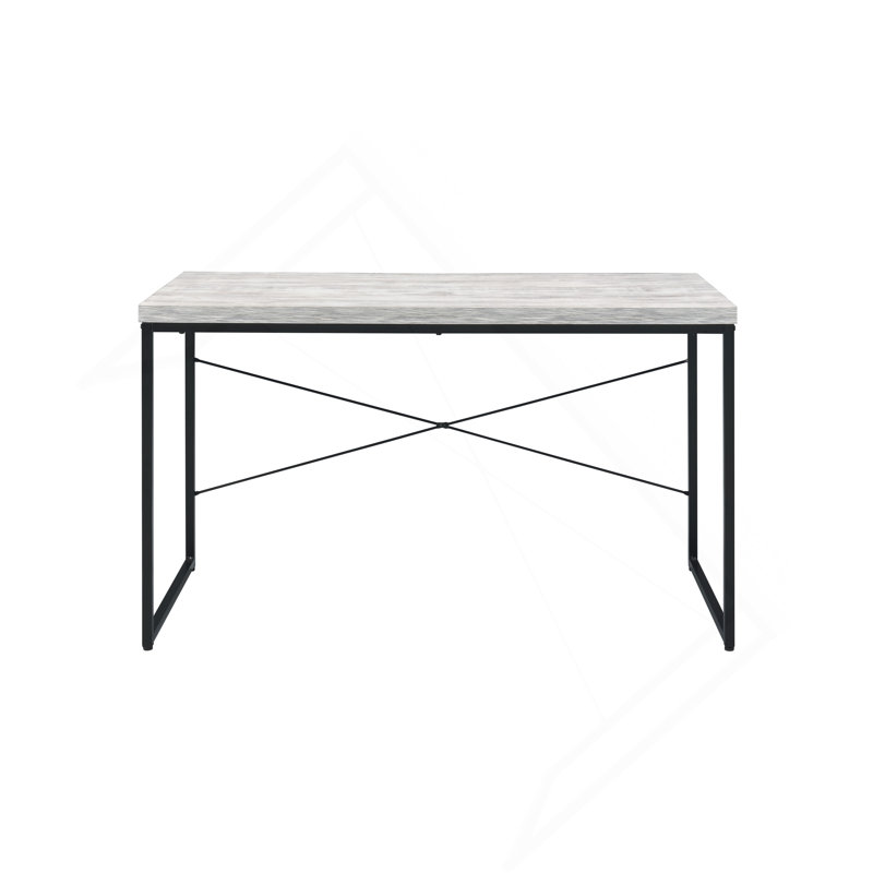 Bureau d'écriture rectangulaire avec pieds en métal, Blanc antique