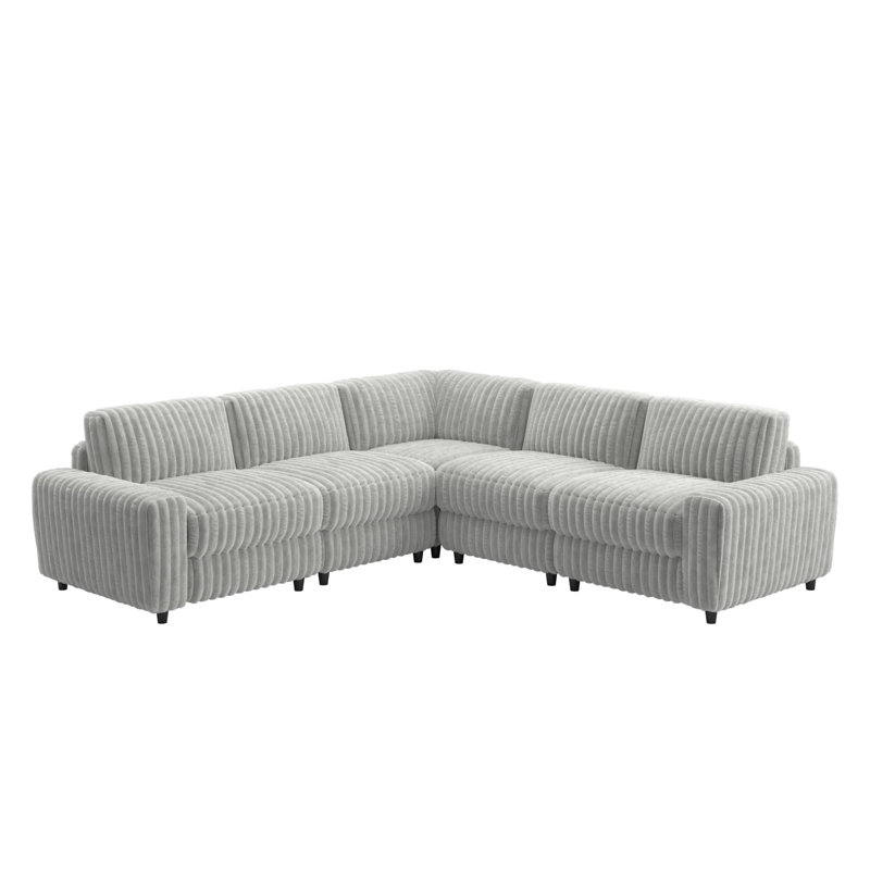 Canapé modulaire rembourré en tissu Lirien Furry Channel, Symétrique, H 37,09 po x l 108 po x P 108 po