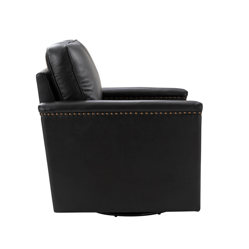 Fauteuil pivotant en cuir 2 pièces Boedy, Noir