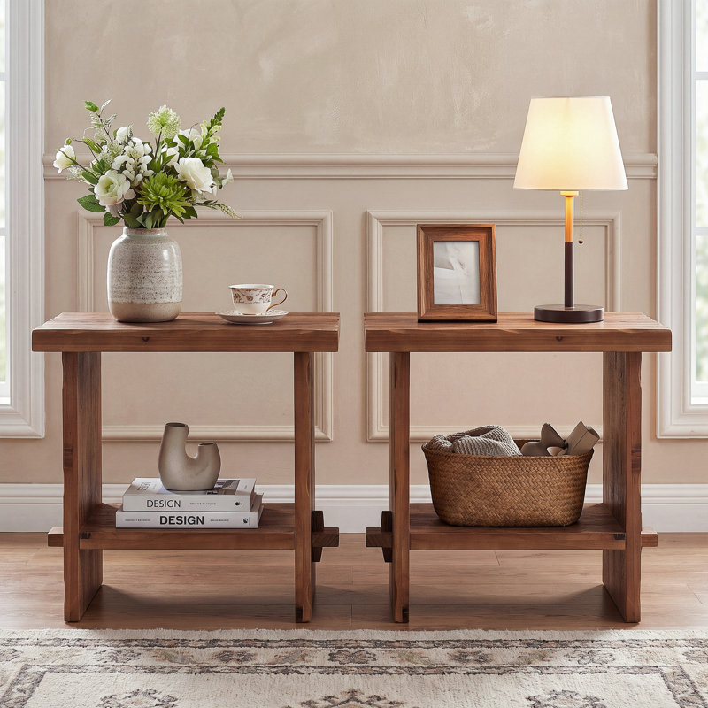 59.99cm W Solid Wood Bedside Table, Set of 2