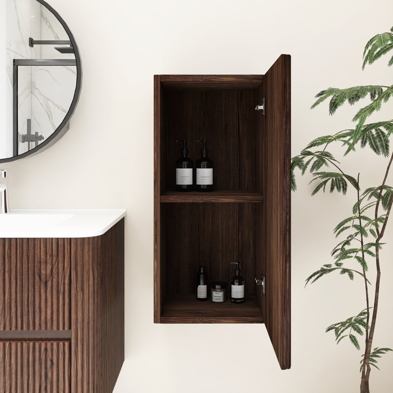 Armoire de salle de bain murale 14 po en noyer