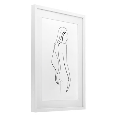 Minimal Female Figure Lines Framed Print Under Glass, design by Martina Pavlova