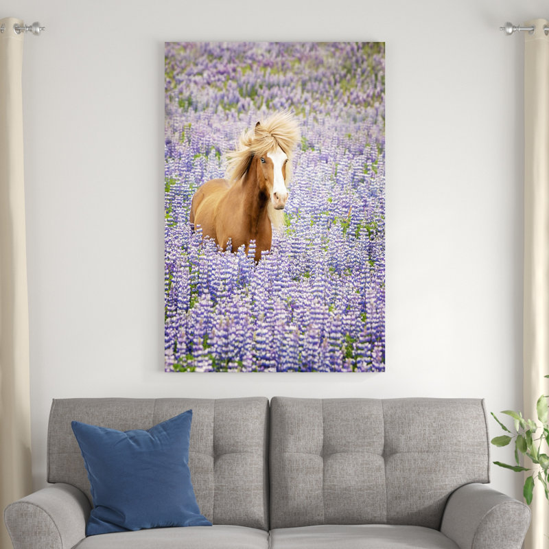 «Horse in Lavender I» par PHBurchett - impression sur toile tendue, H 48 po x l 32 po