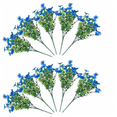 Set Of 10 Eucalyptus Violet Blue Artificial Plant Fake Flowers 13.8In Long Steam UV-Assistant Plastic Shrubs Spring Home Farmhouse Garden Decors