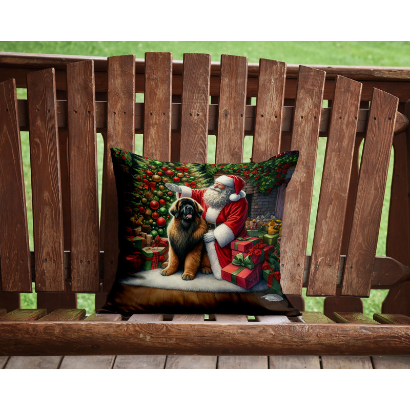 Coussin Leonberger and Santa Claus, H 14 po x l 14 po