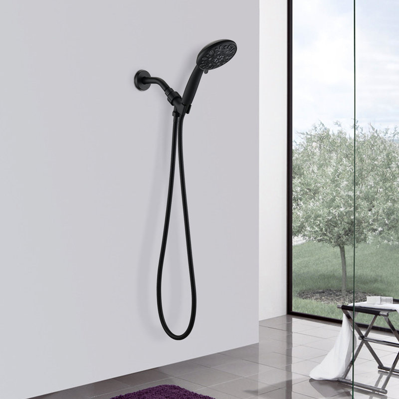 Handheld Shower In Matte Black With 7 Spray Functions And Easy Setup Patterns Feature
