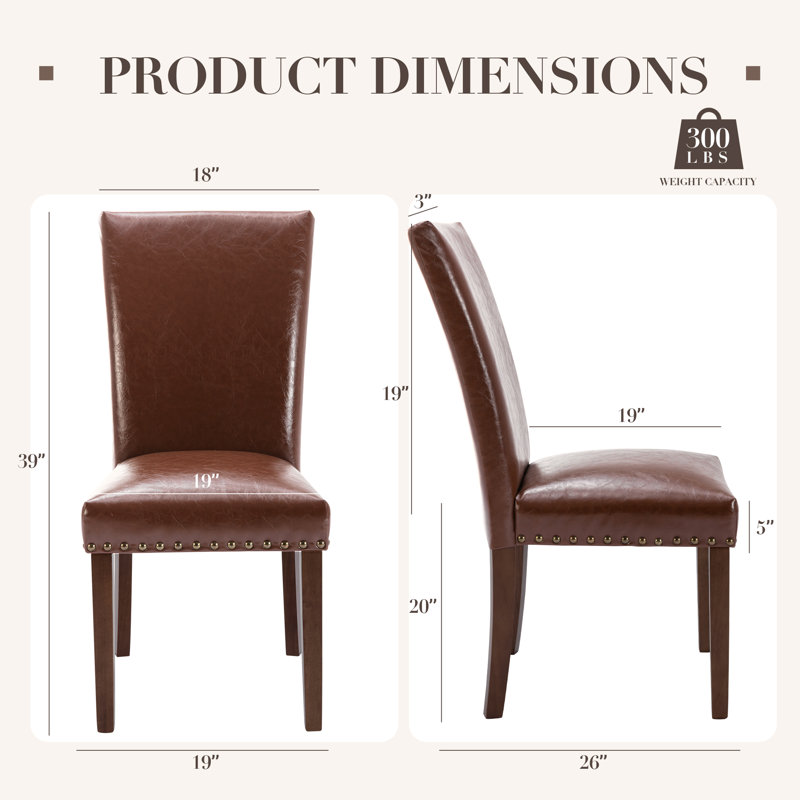 Darren-Lee PU Leather Upholstered Dining Side Chair, Brown