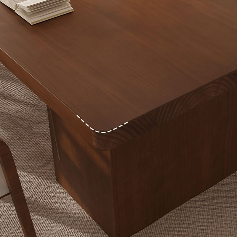 Nut-brown Rectangular Solid Wood with 3 drawers desk, 29.53" H x 70.87" W x 31.5" D