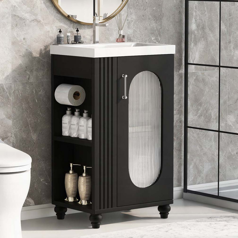 Meuble-lavabo de 20 po avec lavabo, meuble-lavabo, Noir