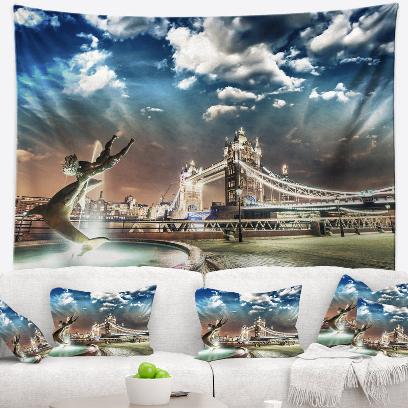 Tapisserie «Landscape Tower Bridge at Night», H 50 po x l 60 po
