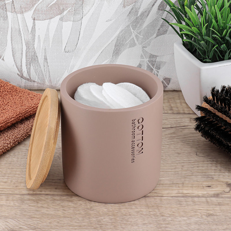 Willis Storage Container / Cotton Box Holder with Bamboo Top, Cappuccino