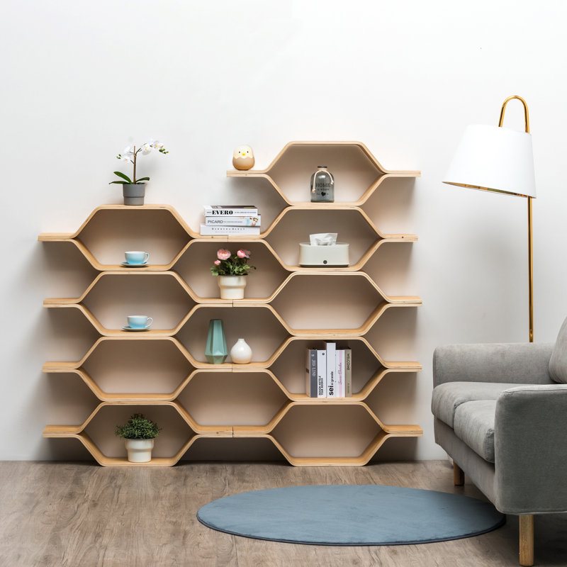 6 Shelf Storage Bookcase Stackable Honeycomb Bookshelf Open Display Shelves Organizer