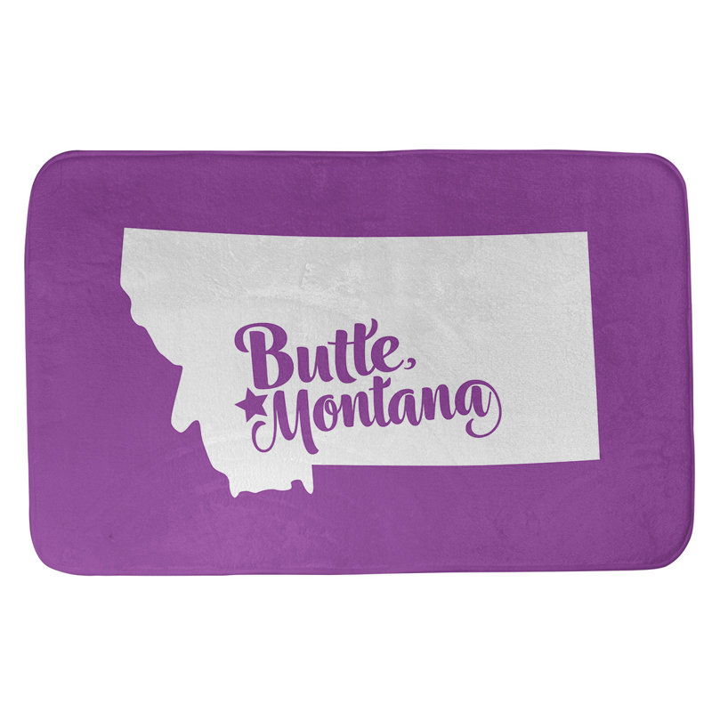 Tapis rectangulaire antidérapant pour salle de bain, L 17 po x L 21 po, Violet, Butte Montana