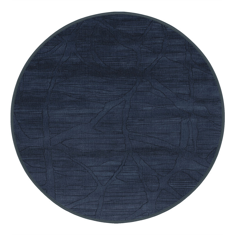 Tapis abstrait gris lavable à la machine, Rond 4 pi