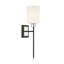 Applique murale 1 lumière Demetra en noir mat avec détails en nickel poli-1451584078