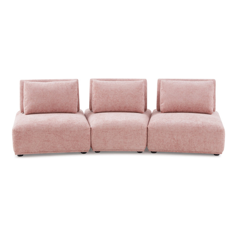 Canapé modulaire 3 pièces Aukeem, Polyester rose