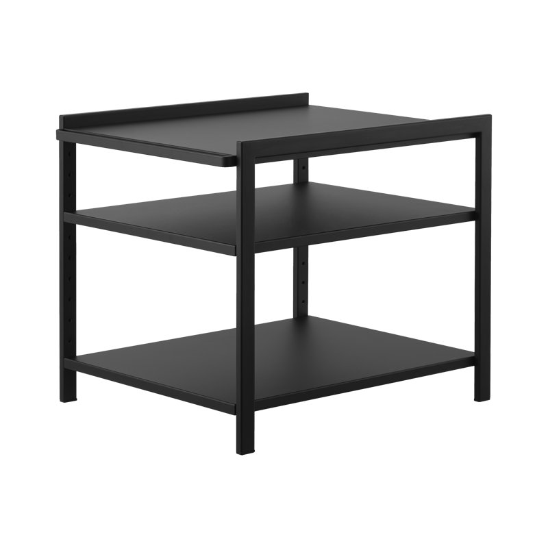 Black Adjustable Three-Tier Steel Cabinet Storage Rack