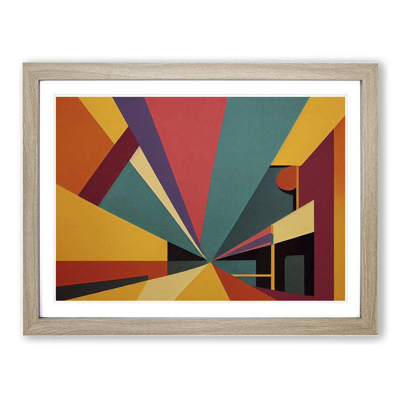 Stunning Modern Abstract Art - Single Picture Frame Print, 46cm H x 64cm W x 2cm D, Oak Framed