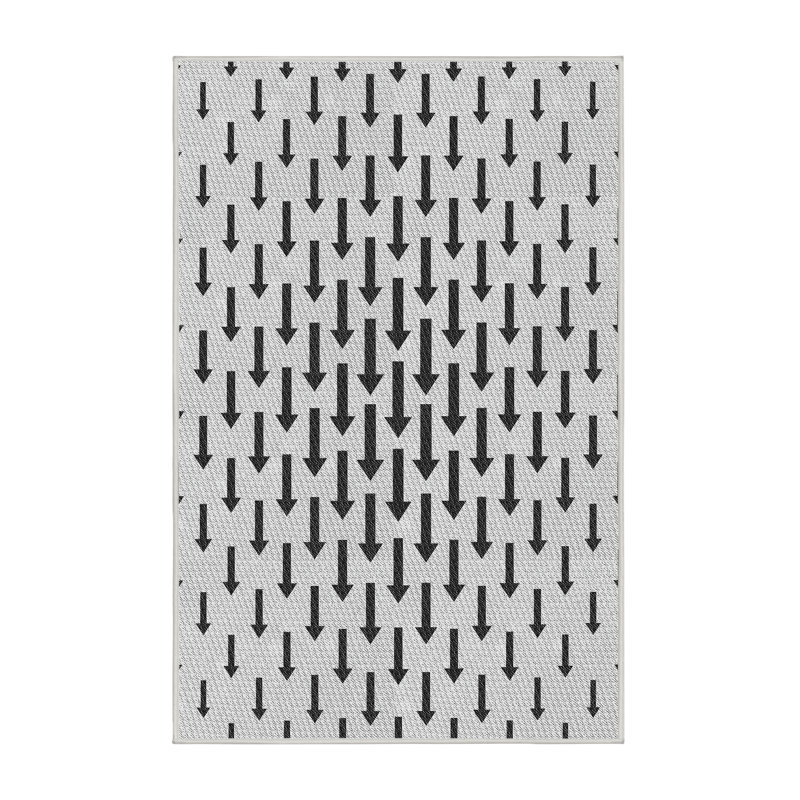 Tapis blanc/noir tissé à la machine, Rectangle 5 pi x 7 pi