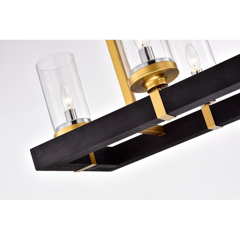 Lustre rectangulaire à 6 lumières Messer, Laiton / Noir