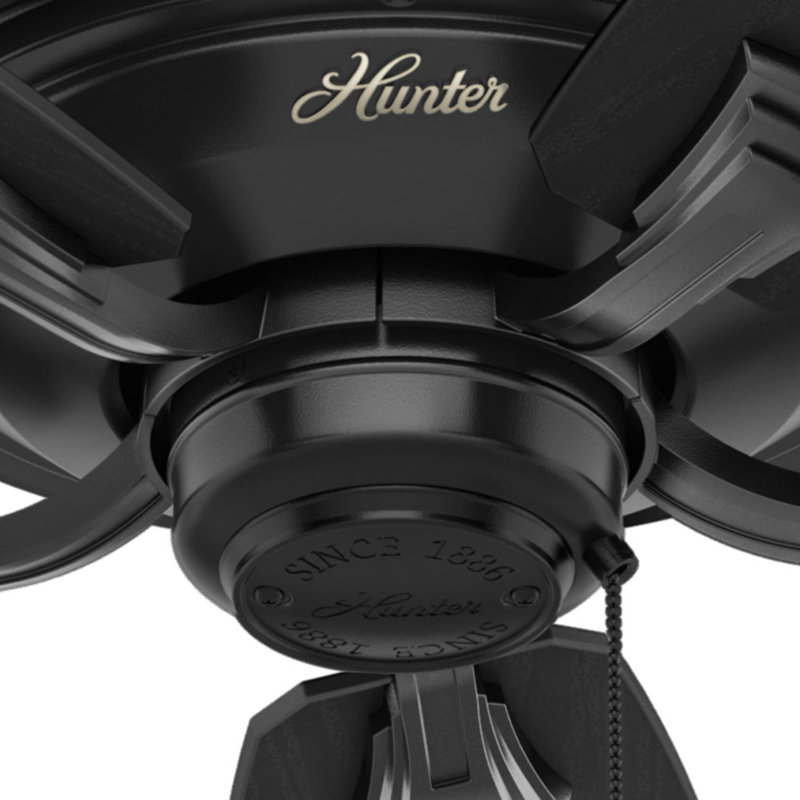Ventilateur de plafond standard à 5 pales 52 po avec chaîne à tirer Rainsford, Noir mat