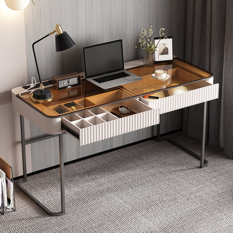 Rectangle Office Desk, Pale Pink/Grey, 29.50" H x 47" W x 23" D
