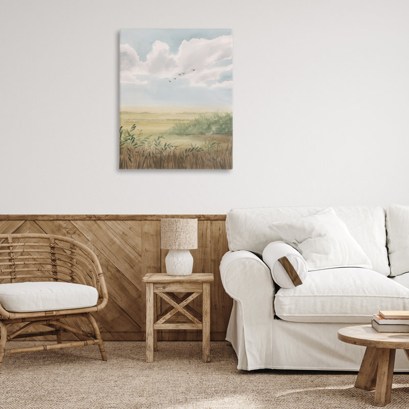  Oiseaux qui volent au-dessus de campagne, art mural par Grace Popp, H 40 po x l 30 po